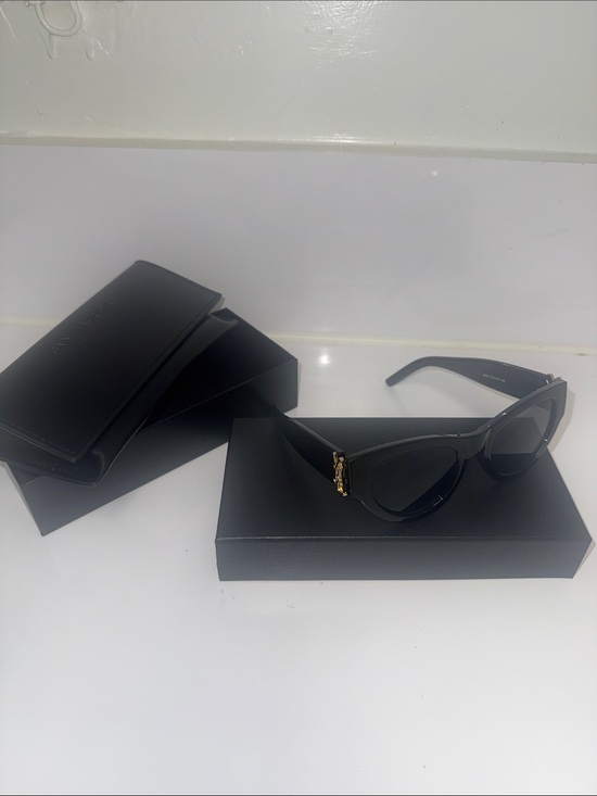 Accessories - Black Cat-Eye Sunglasses with Gold Temple Accent